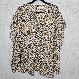 LOGO Lori Goldstein Tunic Animal Print Sheer Style Sleeveless Size 2X‎ Plus